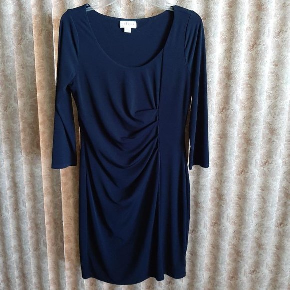 Velvet by Graham & Spencer Dresses & Skirts - NWOT Velvet brand navy blue drape front dress L